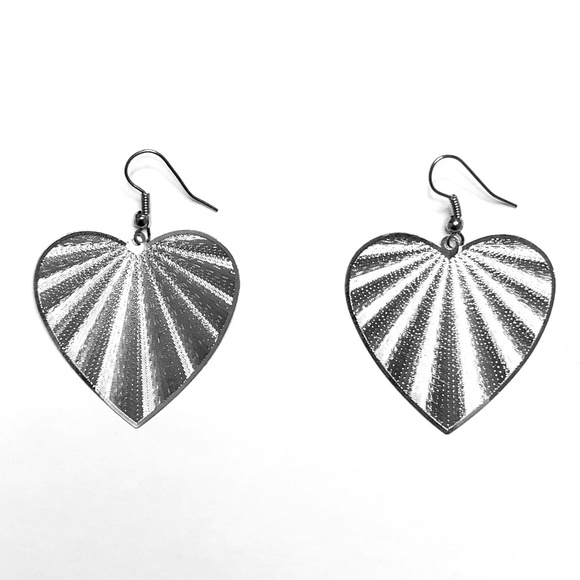 Silver Slove Heart Earrings - Picture 1 of 4
